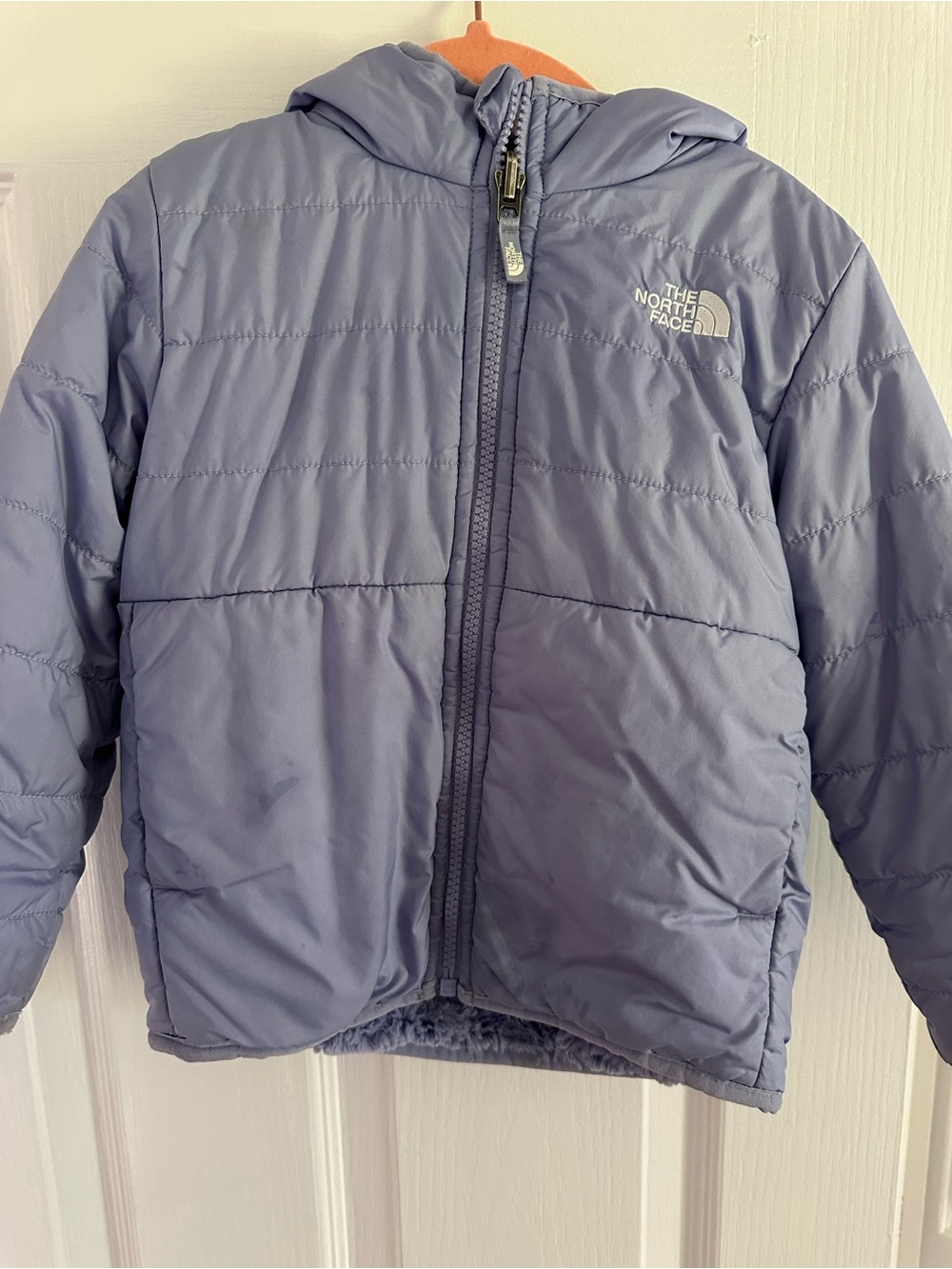 The North Face Kids Light Purple Hooded Puffer Jacket